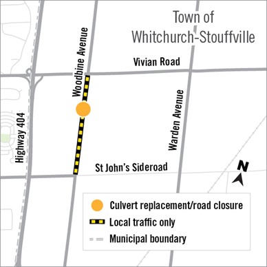 Map of Woodbine Avenue Closure