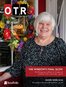 cover of on the road with woman in front of red door
